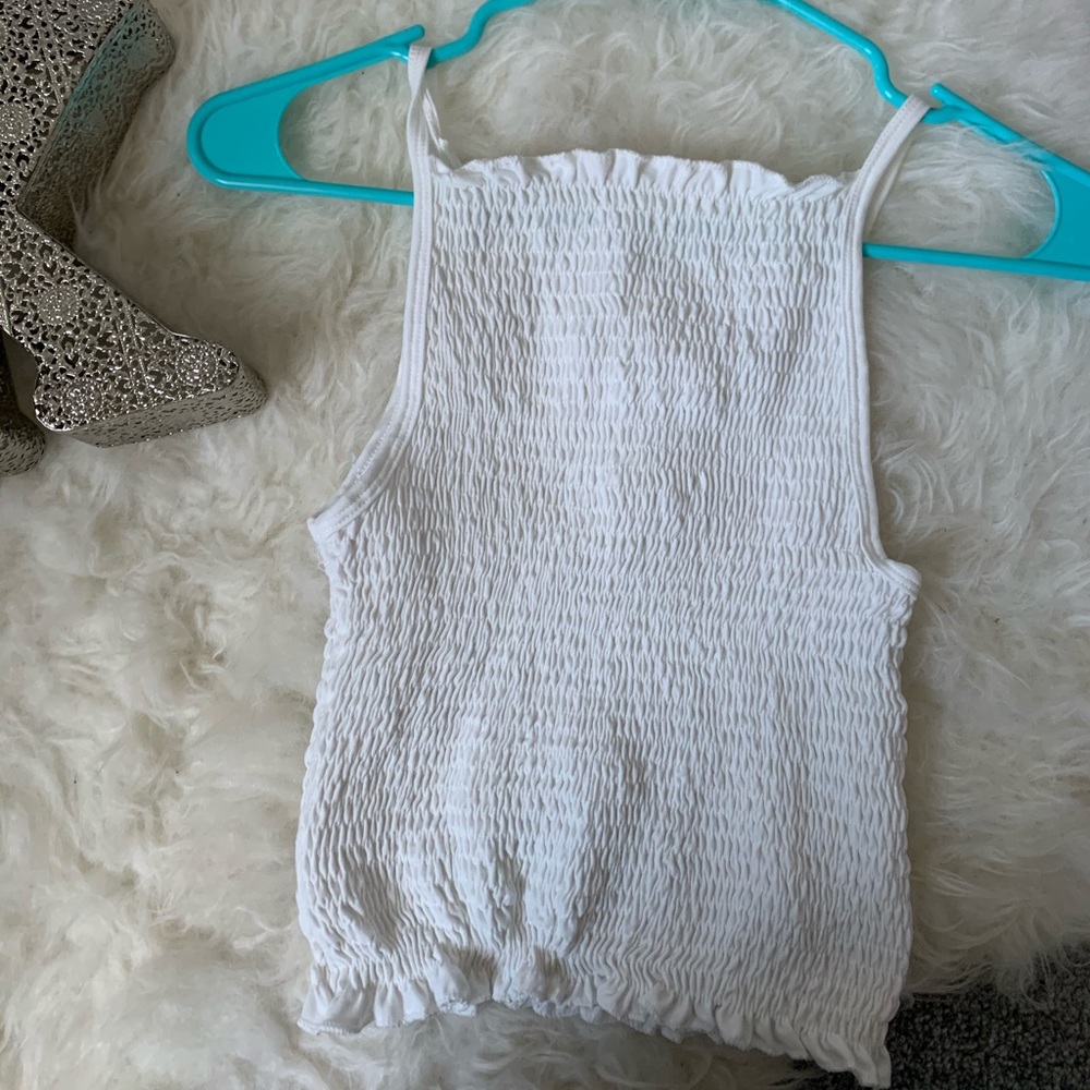 White Ruffled Crop Top - Picture 2 of 2